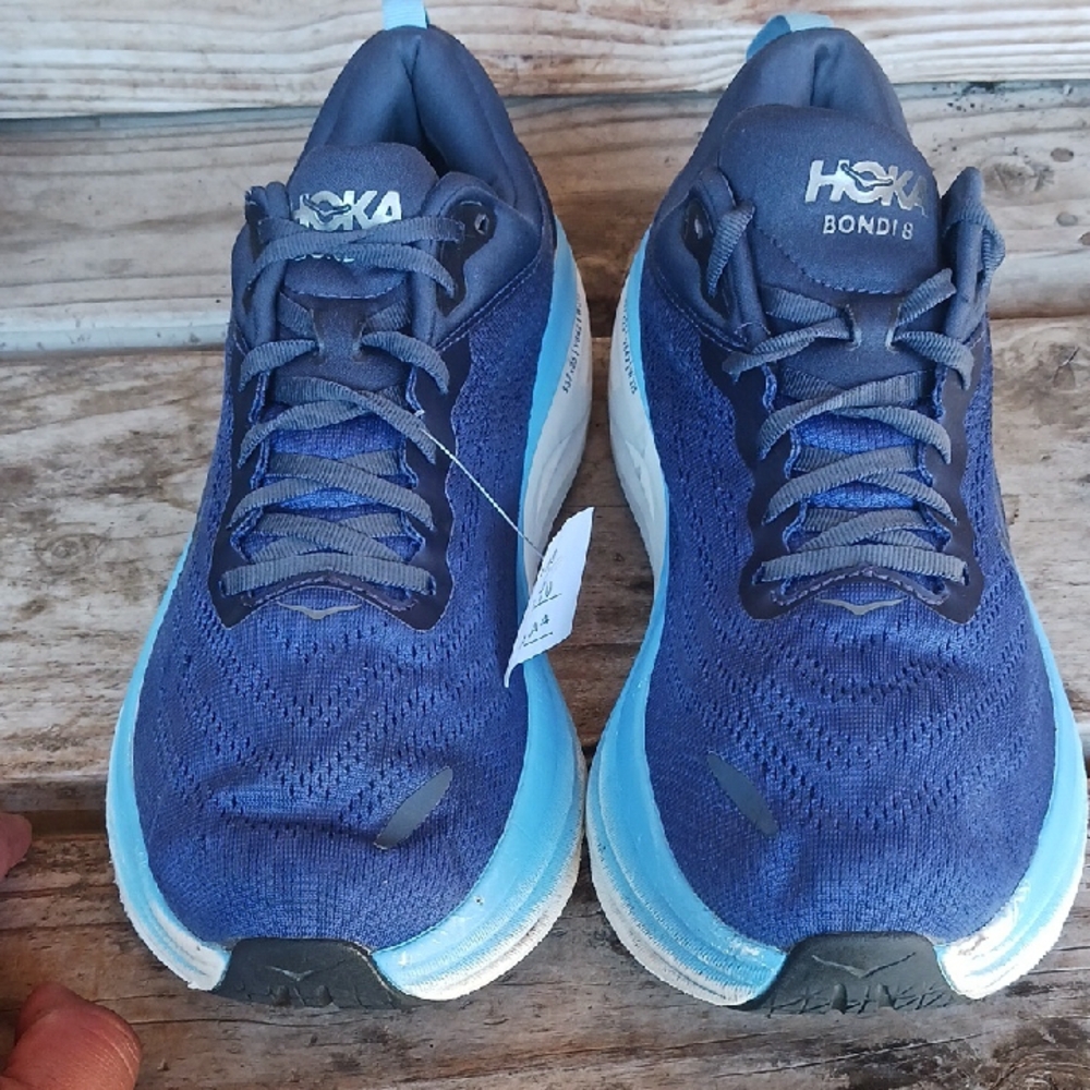 Hoka Bondi 8 Blue and Black Athletic Shoes with Maximalist Cushioning - Picture 7 of 15
